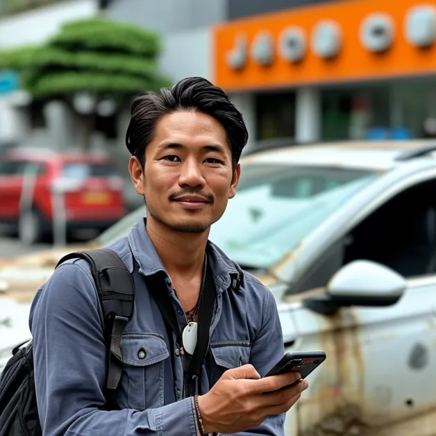 บุคคลที่มีประกันรถยนต์กำลังรู้สึกมั่นใจและปลอดภัยขณะใช้รถบนท้องถนน