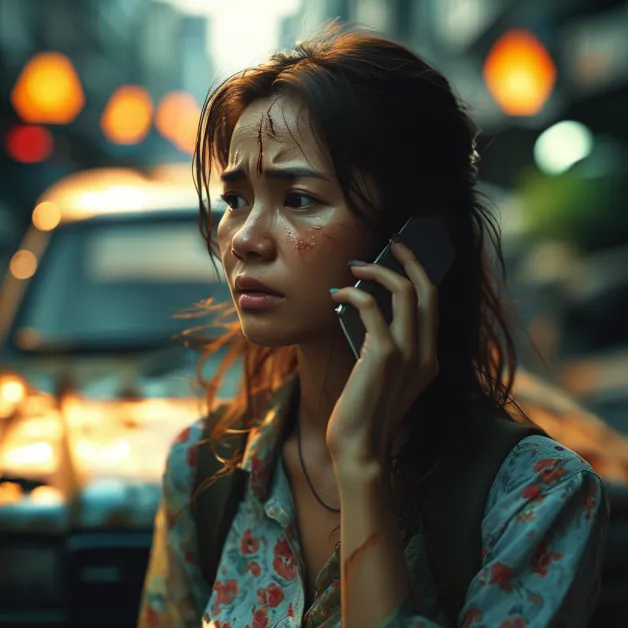 ชายหนุ่มนั่งกุมหัวหลังรถเกิดอุบัติเหตุ แสดงถึงความเครียดจากค่าใช้จ่ายหากไม่มีประกันรองรับ