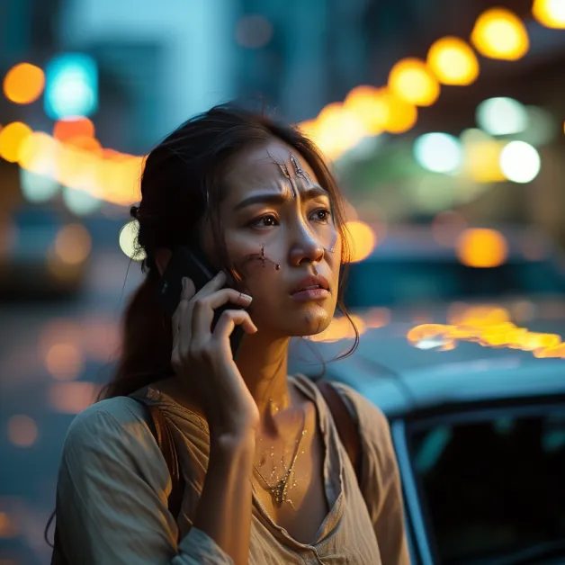 ชายหนุ่มกุมหัวหลังรถชน สื่อถึงความเครียดและภาระค่าใช้จ่ายหากไม่มีประกันรองรับ